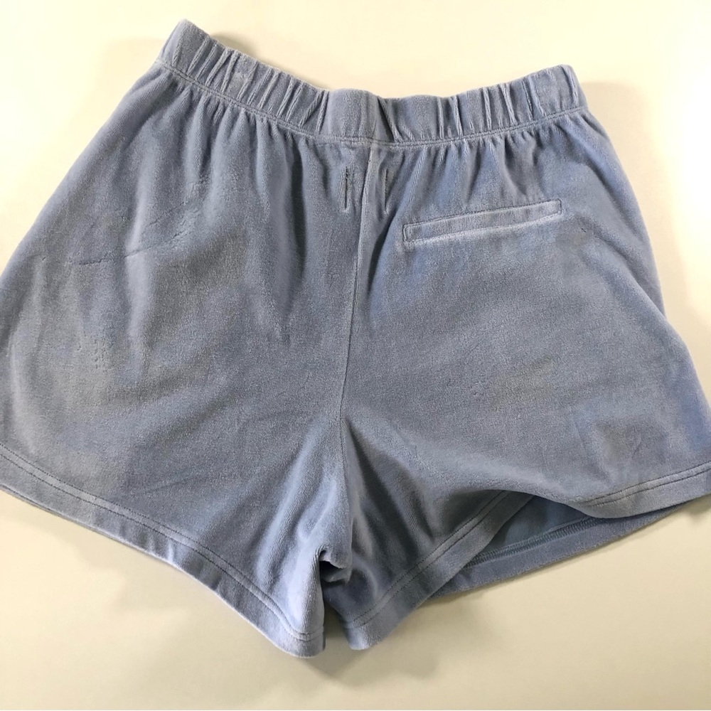 Aerie Velour Lounge Shorts Blue Small Elastic Waist Pockets - Picture 4 of 12
